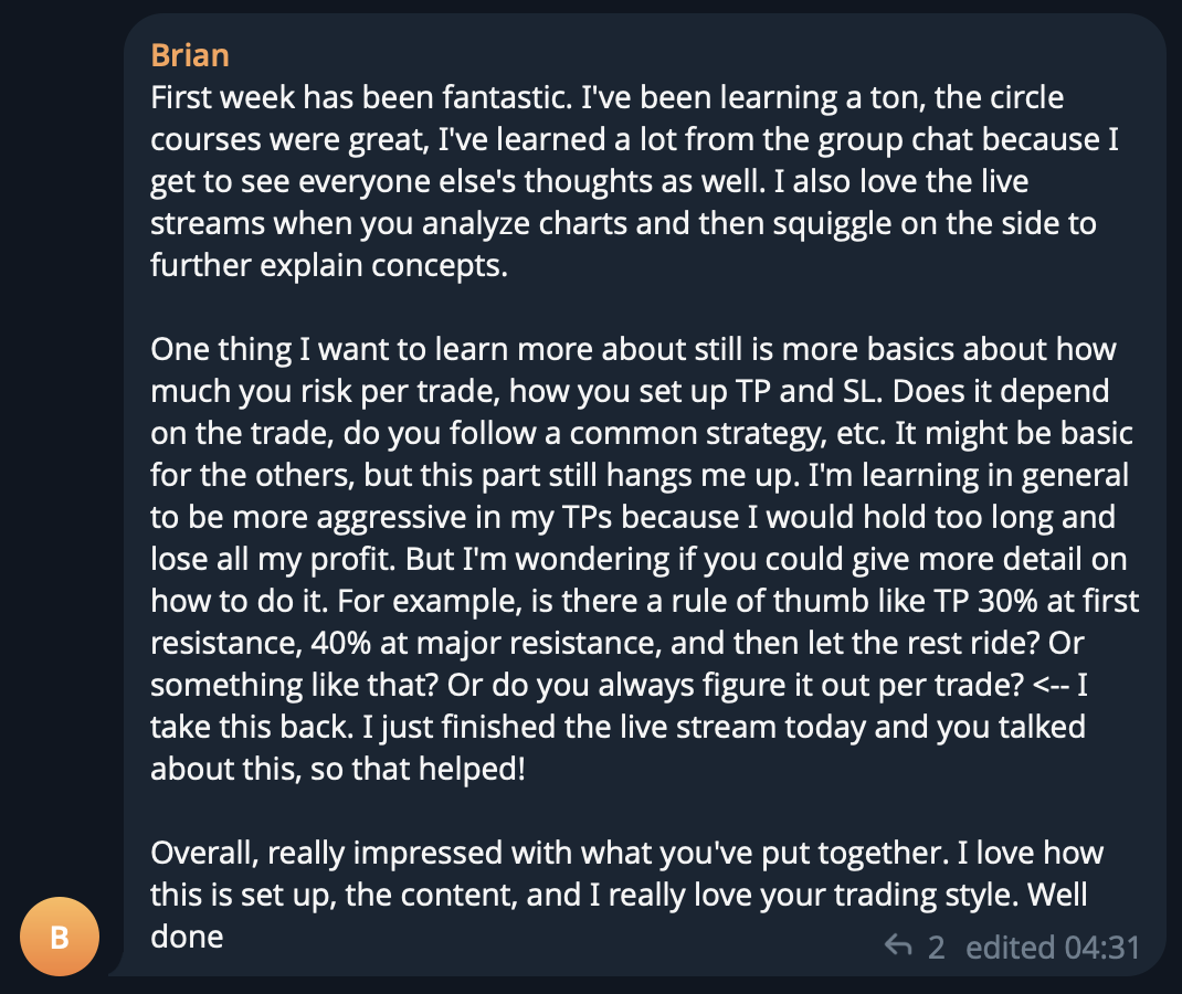 Screenshot of Brian's message on Telegram, Sep 15, 2026