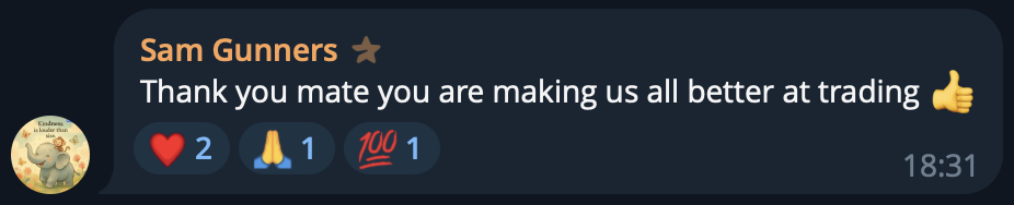 Screenshot of Sam Gunners's message on Telegram, Sep 29, 2026