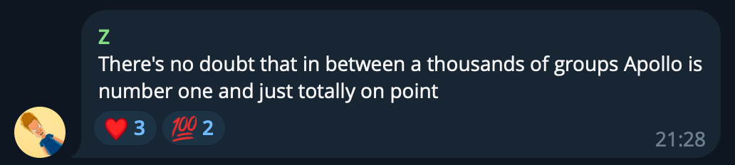 Screenshot of Z's message on Telegram, Oct 1, 2026
